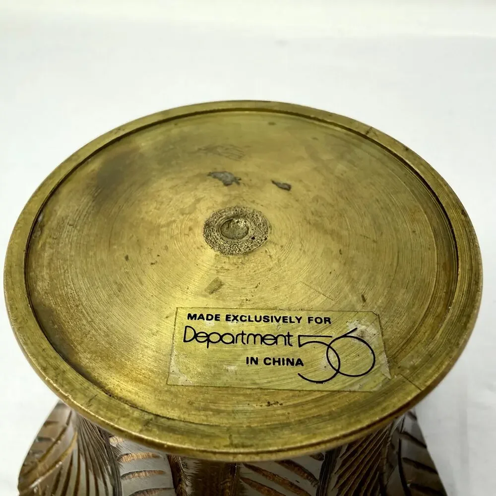 Department 56 Brass Flower Candle Holder Glass Insert Vintage Boho Decor